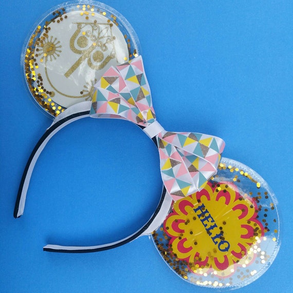 Disney It’s a small world clock minnie ears headband Bow Cos Mickey it,s a small world Clock Sequin Disney main image 3