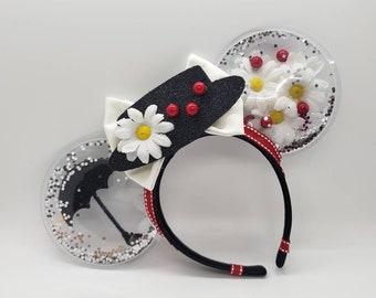 Mary Poppins Minnie Ears - Mary Poppins Disney ears - nanny minnie ears - practically perfect Disney ears - Clear minnie ears - daisy ears