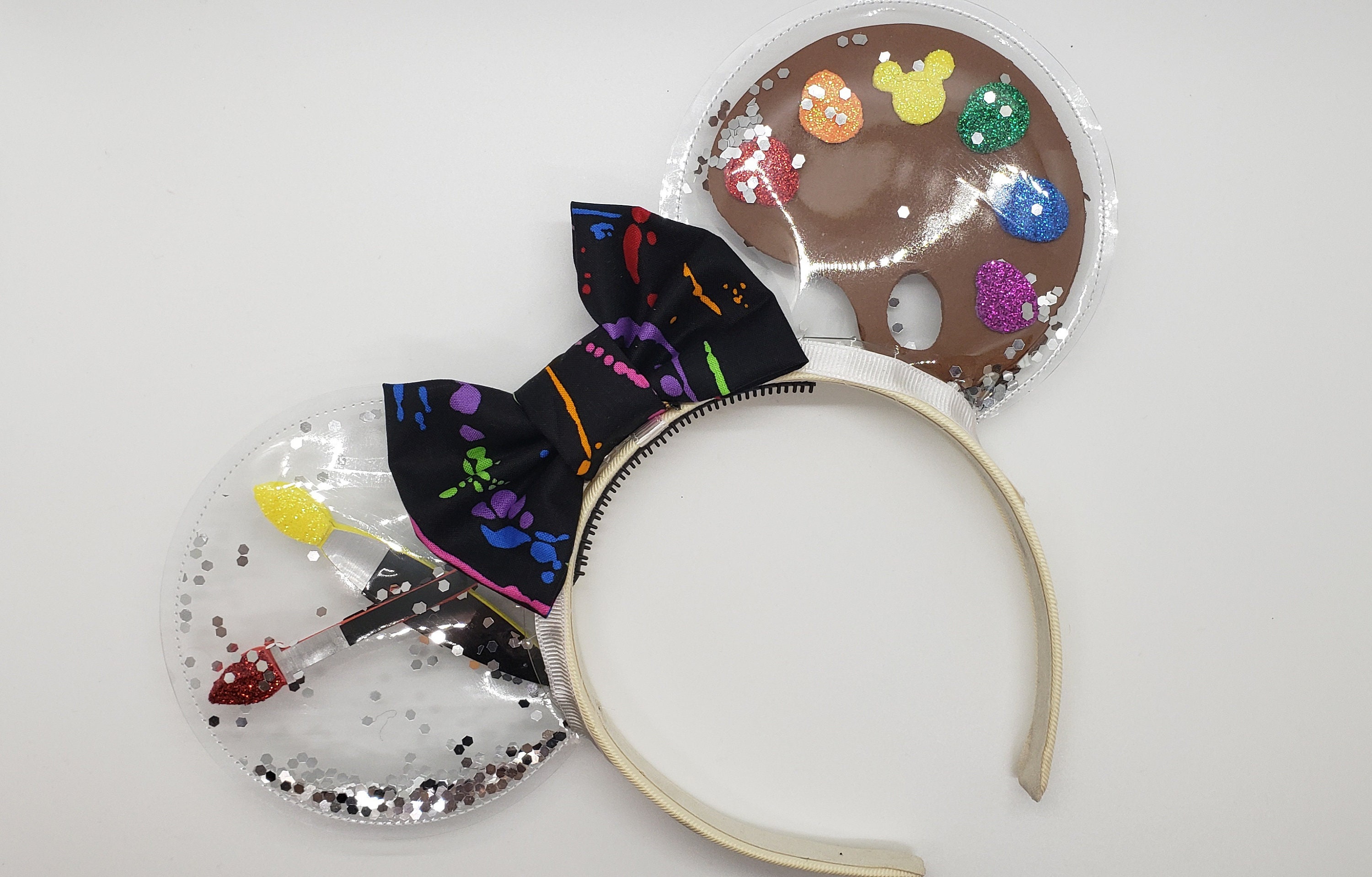 Disney Parks Ink and Paint Mickey Minnie Ears Artsy Colorful Disney Ink & Paint Ear Headband with Paintbrush Bow main image 3