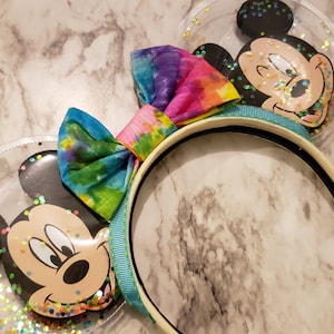 Tie Dye mickey Ears - Clearly Magic Clear Ears- Tie Dye Disney Ears - Glitter Minnie Ears - Mickey face disney ears