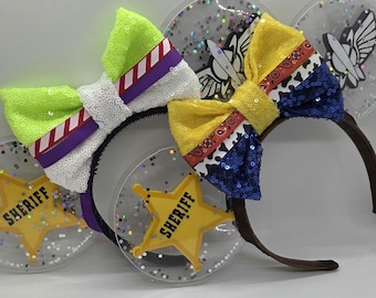 Orejas de Minnie y Buzz Lightyear de Toy Story – Diadema con lazo de lentejuelas