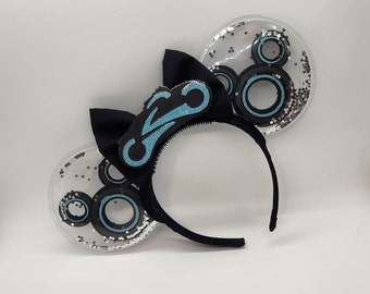 Orejas de Mickey de Tron Lightcycle, orejas de Minnie con purpurina transparente