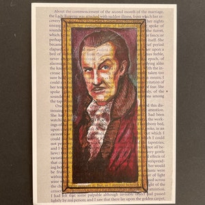 Vincent Price Edgar Allan Poe illustration art print 5x7 card stock Halloween decoration gift idea
