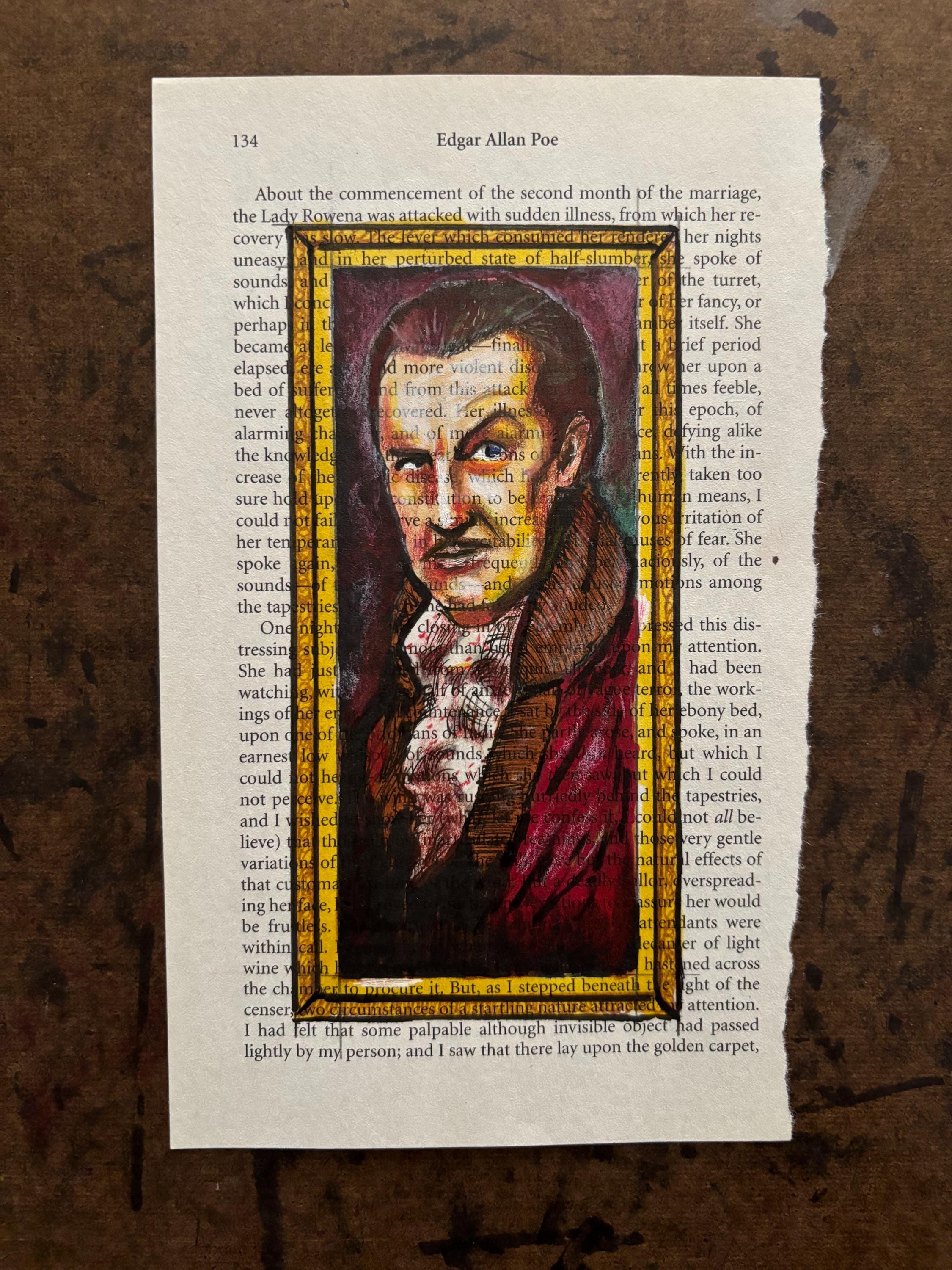 Original Vincent Price Edgar Allan Poe Illustration on Book Page ...
