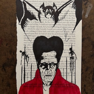 Original Bram Stoker&#39;s Dracula illustration on book page Halloween Art Decoration Gift Idea