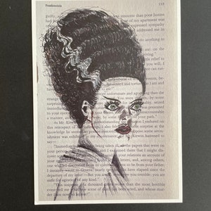Bride of Frankenstein illustration art print 5x7 card stock Halloween Decoration Gift Idea