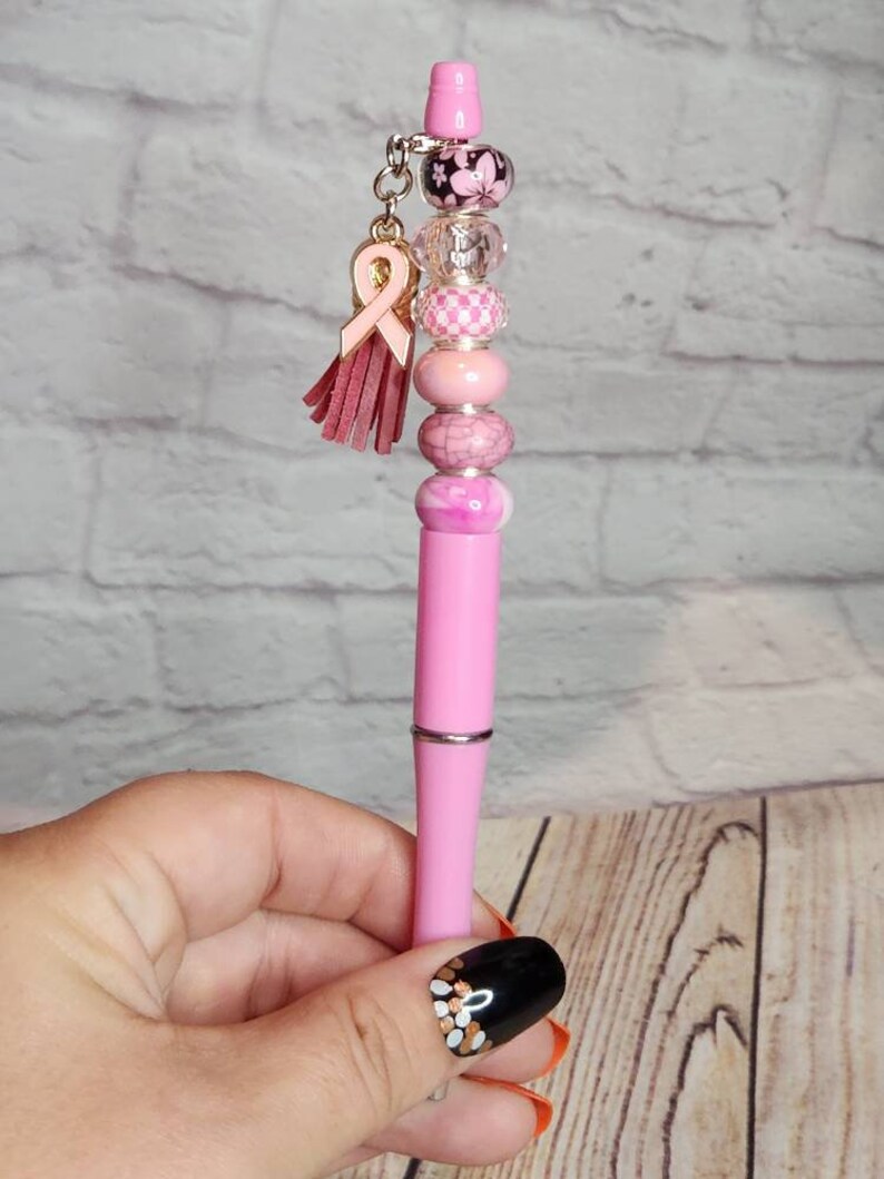 Bead Pen Breast Cancer Awareness Bead Pen Etsy