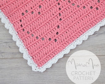 Hearts Baby Blanket - Crochet Pattern - PDF