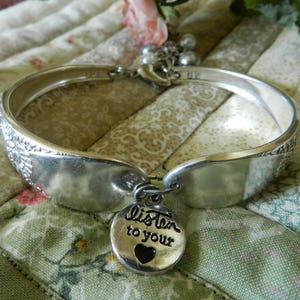 7&quot; Spoon Bracelet, Silverware Bracelet, Silverware Jewelry, Listen to Your Heart, Flatware Jewelry, Fork Bracelet, Silver-Plated Jewelry(B45