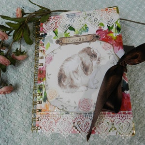 Gratitude journal.  Junk Journal, Diary, Rabbit themed