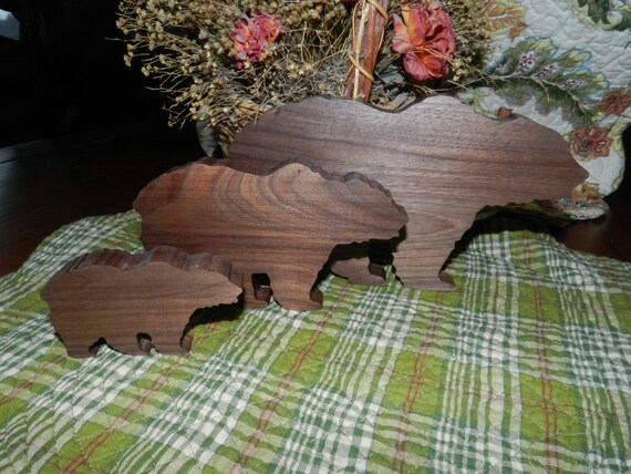 Bears Natural Wood Wood Handcrafted Bear Wooden Bears Etsy