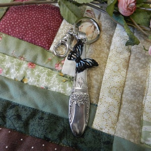 Key Chain, Silverware Key Chain, Butterfly Charm, Spoon Jewelry, Key Ring, Vintage Silverware (K7)
