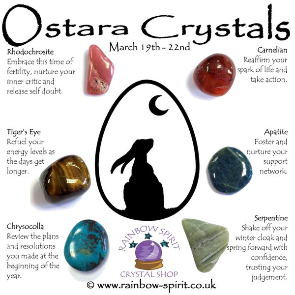 Conjunto de cristales de Ostara para el equinoccio de primavera