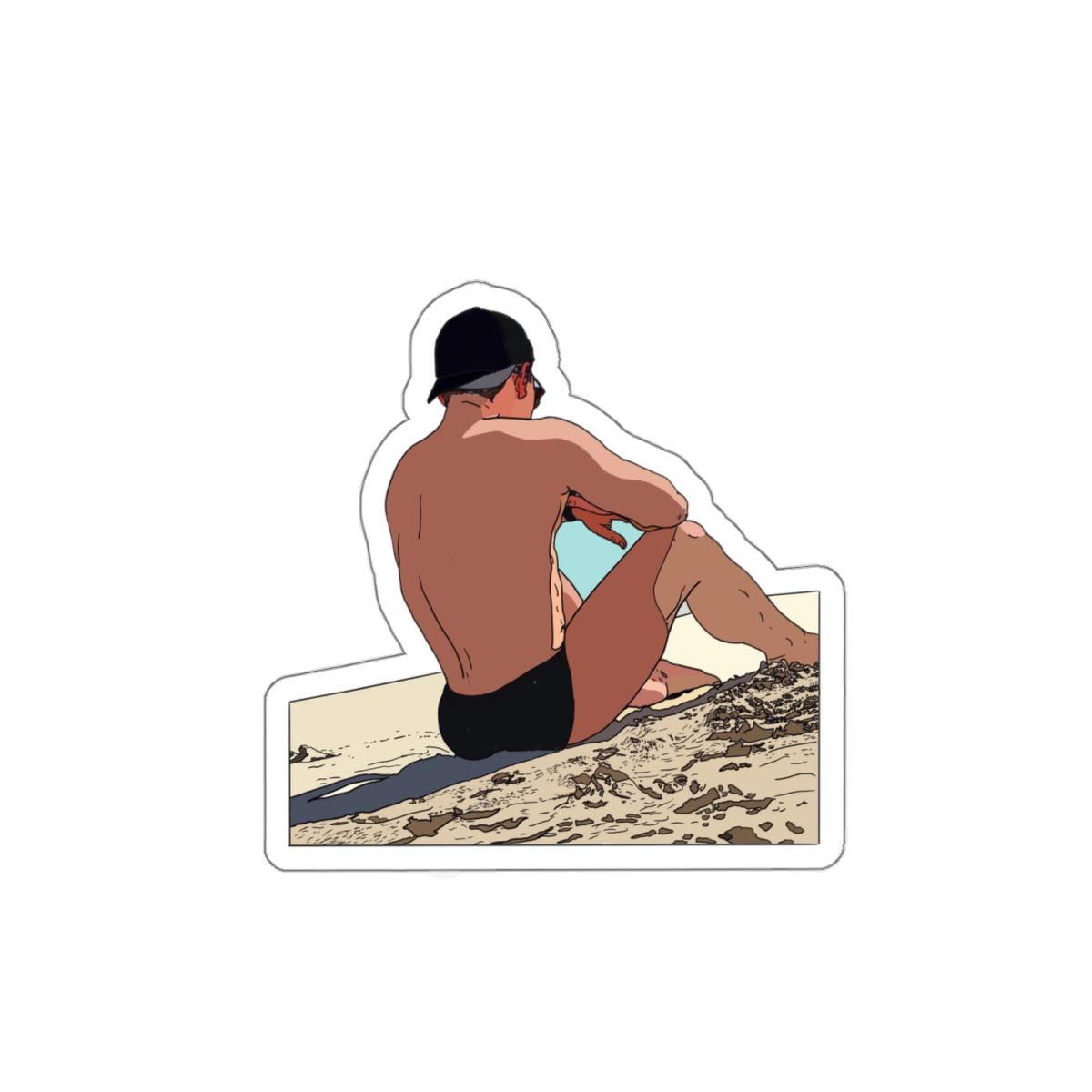 Bottom's Up 2.0: Beach Bum (Gay Kiss-Cut Sticker)
