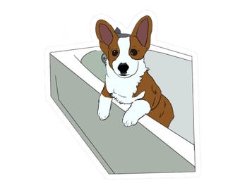 Corgi Collection: Bathtub Corgi (Dog Kiss-Cut Sticker)