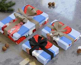 Strawberry Twinsk Collection: Piggyback Lover Gay Gift Wrapping Paper Rolls, 1pc