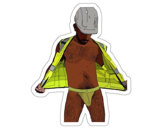 Halloween 2023: Construction Stripper! (Gay Halloween Kiss-Cut Sticker)