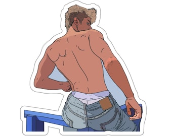 Bottom's Up 2.0: Baby Blue Jeans(Gay Kiss-Cut Sticker)