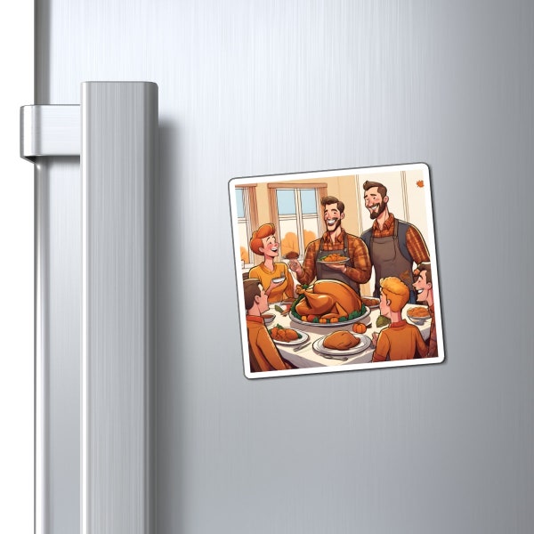 Thanksgiving Dinner, Gather Around the Table Magnet (Gay Art Magnet)