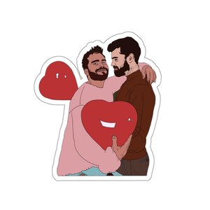 Love is In the Air Collection: Heart Couple (Gay Kiss-Cut Sticker)