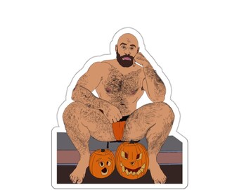 Haunted Whore Halloween: Pumpkin Daddy (Gay Kiss-Cut Sticker)