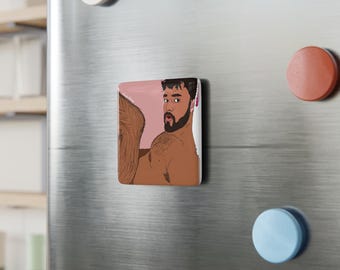 Porcelain Art Magnet: Bold Illustration, Glossy Finish, 2" Square Tile