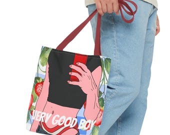 Strawberry Twinks Collection: Very Good Boy Tote Bag | Gay Themed Tote Bag