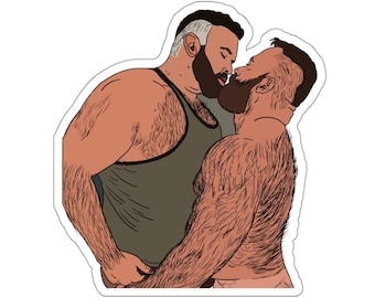 Pink Collection: Bears In Love (Gay Kiss-Cut Sticker)