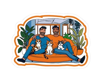 Retro Vibes Collection: Millennial Gay Couple (Gay Art Sticker)