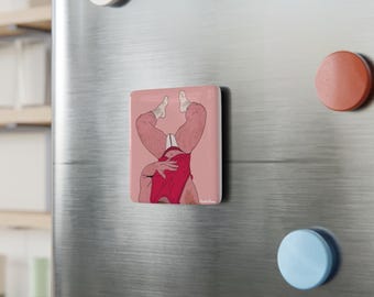 Renditions Collection: Ginger Daddy Legs Up Porcelain Magnet | Square Art Magnet
