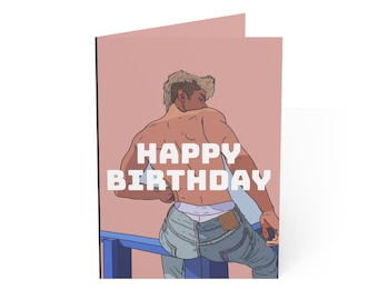 Bottom's Up 2.0: Happy Birth Blonde Stallion Gay Grußkarten (1, 10, 30 und 50 Stück)