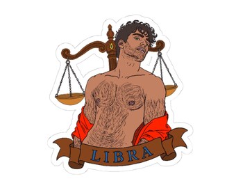 Zodiac Boys Collection: Libra, The Scales of Judgement (Gay Kiss-Cut Sticker)