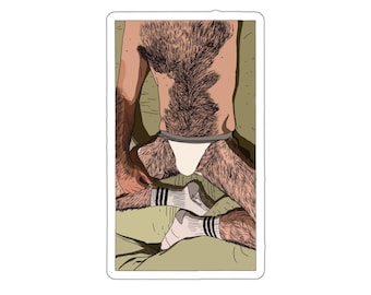 Bottom's Up 2.0: HairyHunk (Gay Kiss-Cut Sticker)