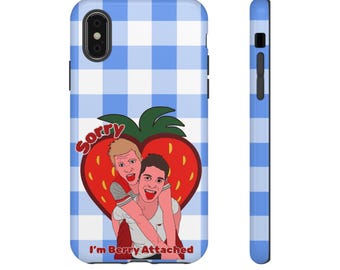 Strawberry Twinks Phone Case: Sorry I'm Berry Attached, Gay Couple Art, Dual Layer Protection