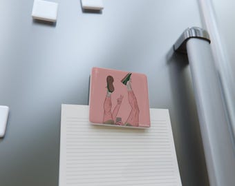 Porcelain Square Magnet: Ginger Legs Up Art Illustration