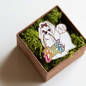 B*tch Pup Lisa Frank Inspired Pin