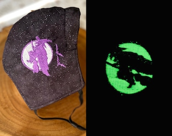 Glow-in-the-Dark Witch Face Mask with built-in filter fabric