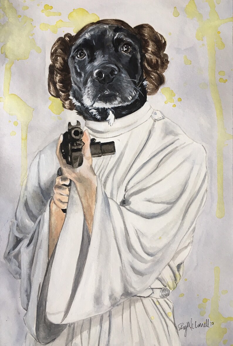 Custom Portrait of Dog in Clothescustom Painting of Dog Etsy