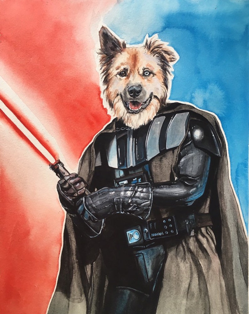 Custom Portrait of Dog in Clothescustom Painting of Dog Etsy