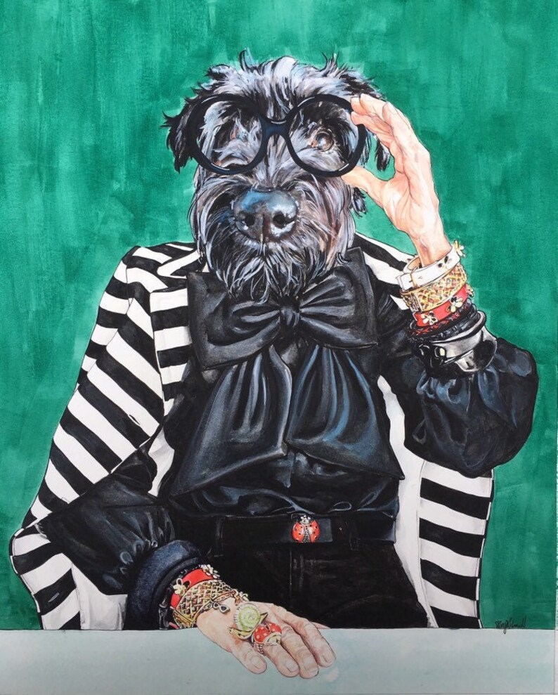 Custom Portrait of Dog in Clothescustom Painting of Dog Etsy