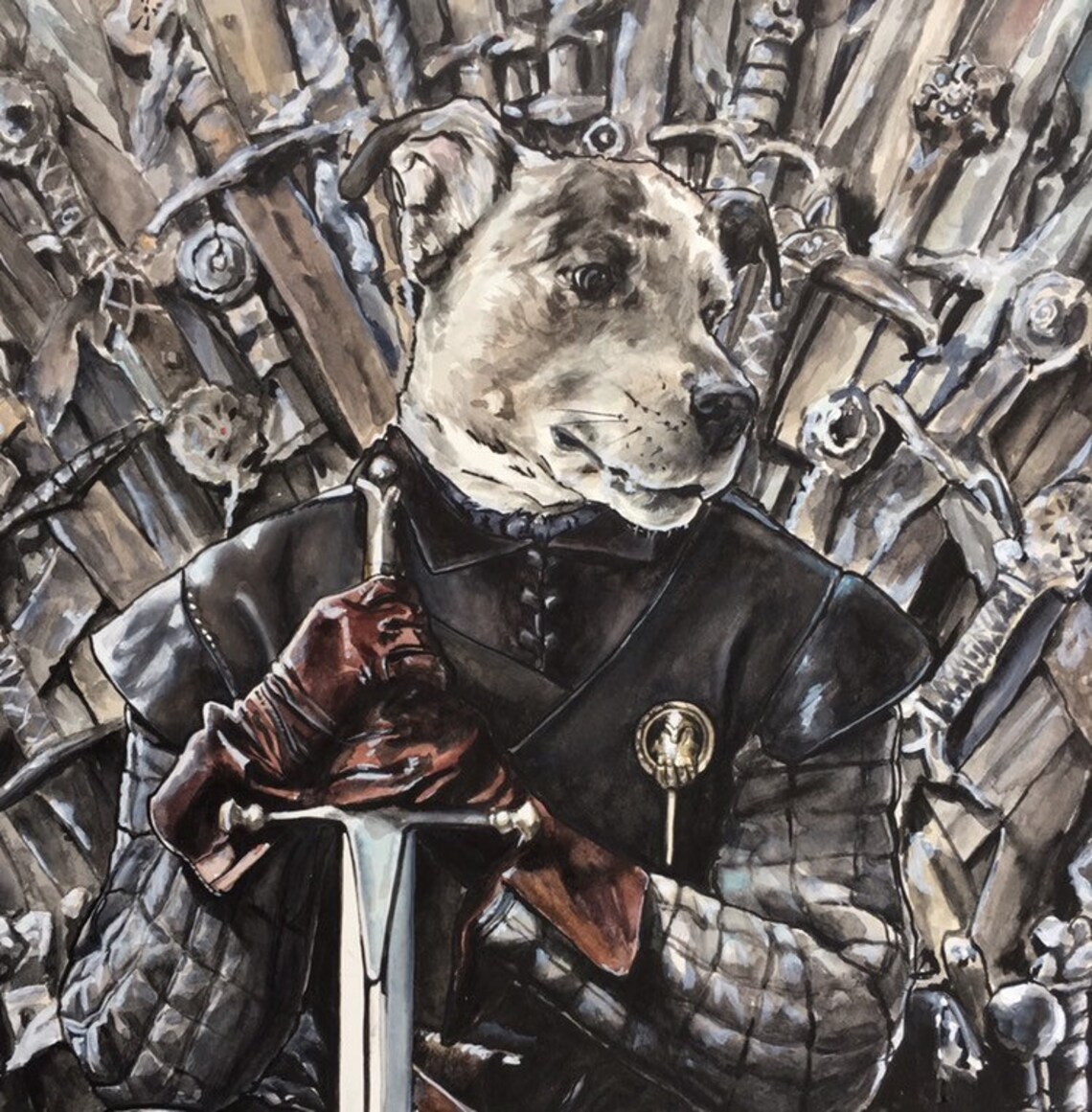 Custom Portrait of Dog in Clothesjohn Snow and Ghost Etsy