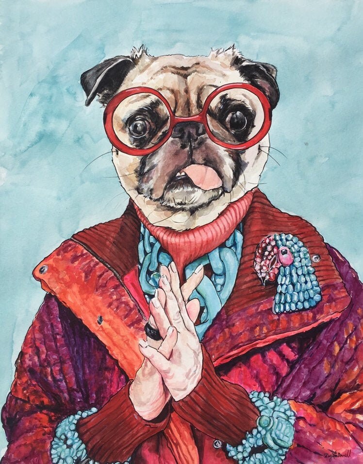 Custom Portrait of Dog in Clothescustom Dog Painting of Iris Etsy