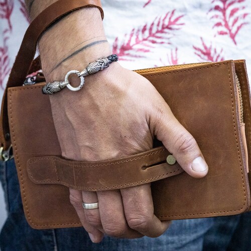 leather handbag Gift for him Men's clutch bag
