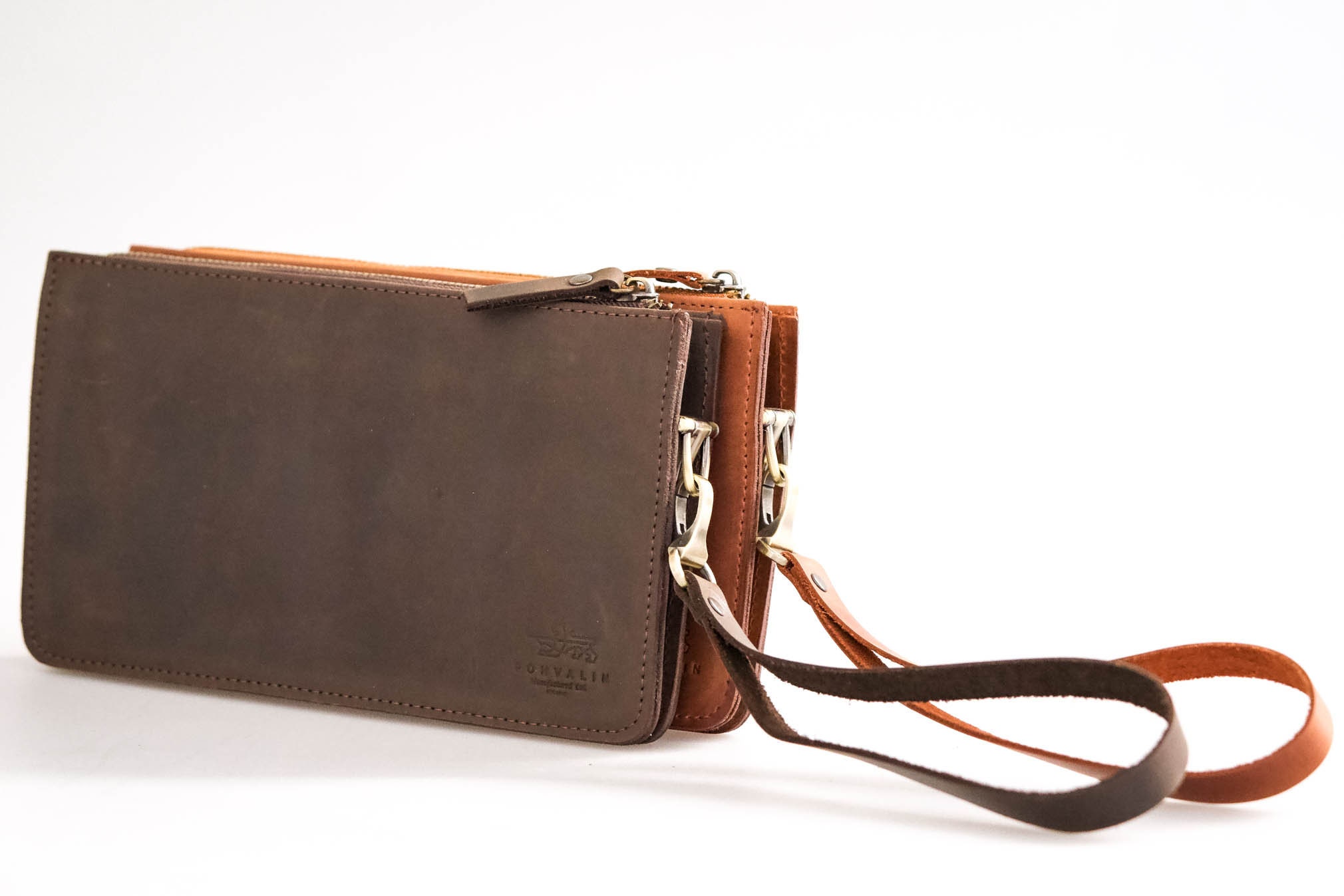 Leather clutch bag for men in black, brown, dark brown color