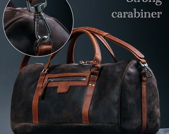 Personalized Leather Duffel Bag | Weekender Travel Bag | Gift for Him