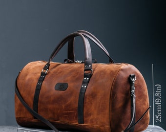 Brown Travel bag Overnight bag for men personalized