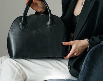 Leather Handbag for Women | Top Handle Purse with Strap | Minimalist Everyday Bag | Gift for Her