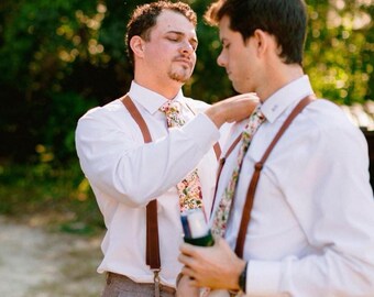 Leather Suspenders with Carabiners | Personalized Braces | Gift for Him, Groomsmen Set
