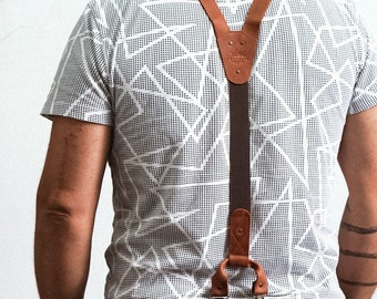 Leather Wedding suspenders for groomsmen, Mens suspenders personalized