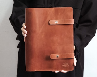 Personalized Leather A4 Portfolio: Business Folder with 4-Ring Binder
